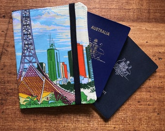 Passport holder, Passport cover, Retro Melbourne passport cover, Melbourne passport holder, Handmade passport cover,Souvenir passport cover