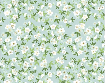 Fat Quarter Safari Floral Mint Wih Sparkle Safari Party by By Melissa Mortenson Riley Blake Fabrics, Floral Flowers With Leaves