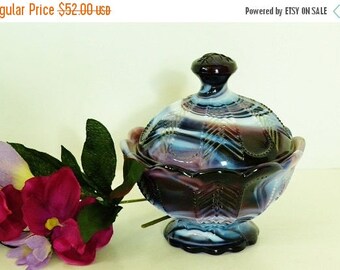On Sale Purple Slag Glass Covered Candy Dish from Imperial Glass