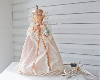 Vintage Blowmold Infant of Prague Lamp-Light-Figurine-Religious Statue-Night Light-T.V Light