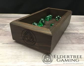 Premium Dice Tray - Personal Sized - Walnut with Felt or Leather Rolling Surface - Eldertree Gaming