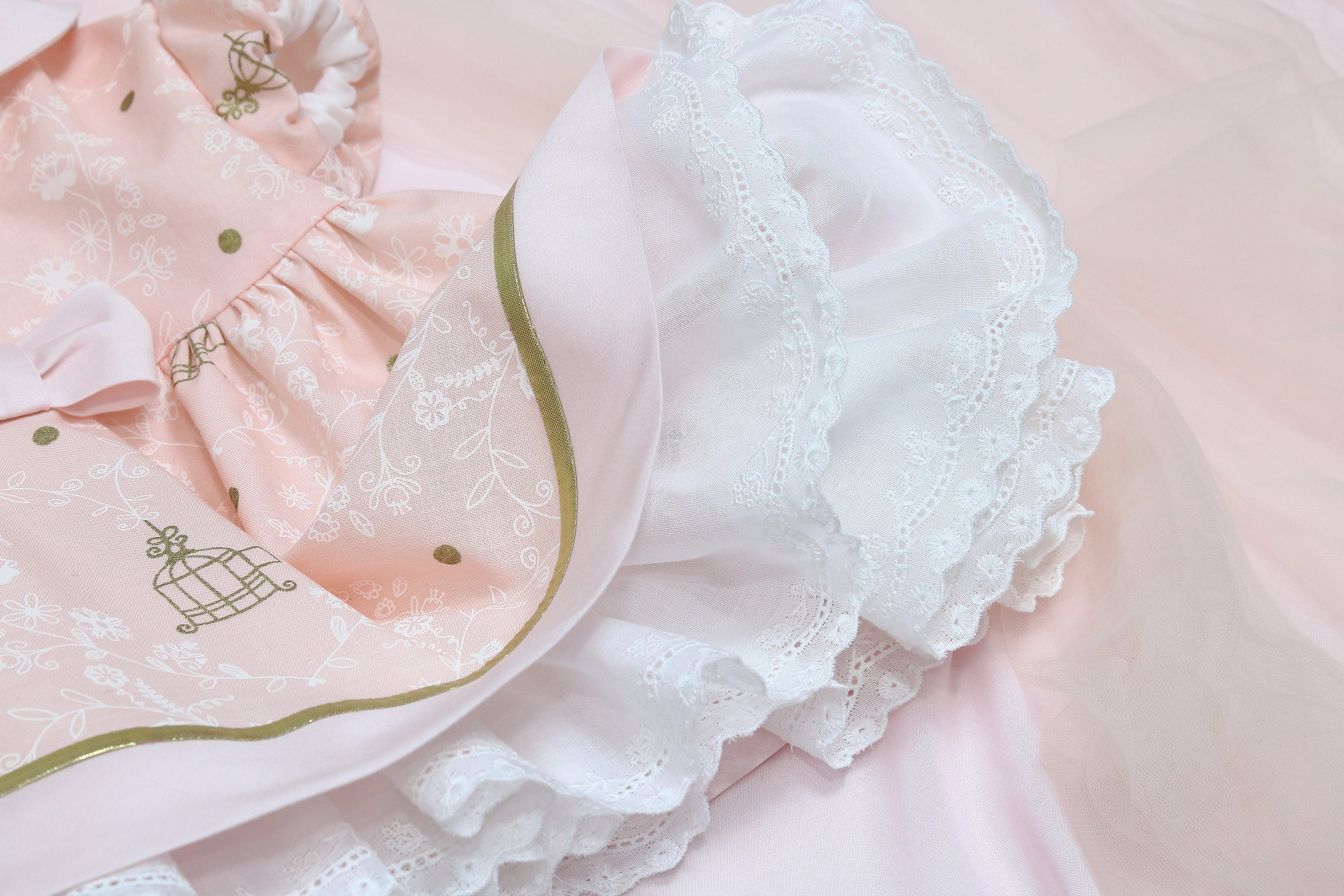 First Birthday Dress Rose Gold Baby Dress And Bloomers In Vintage