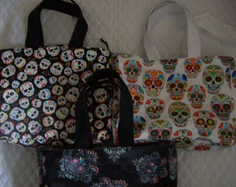 Sugar Skulls,Multi color Skulls, insulated Lunch bags,in 3 different prints to chose from,Great for Children or Adults.