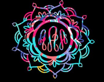 Mandala Car Decal - Mandala Decal - Mandala Monogram Decal - Yeti Mandala Decal - Yeti Decal - Car Decal