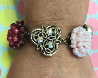 Upcycled Repurposed Vintage Cluster Earring Bracelet