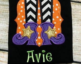 Halloween Shirt - Personalized Halloween Shirt - Girls Halloween Shirt - Happy Halloween - Trick or Treat - Witches Feet Shirt - Candy Shirt