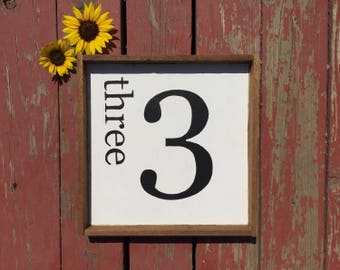 Family Number Sign - Wooden Sign, Family Gallery Wall, Rustic Decor, Wall Decor, Farmhouse Style Sign