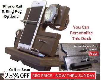 Night Stand Valet, Phone Charging Dock, Nightstand Phone Dock, Wood Docking Station, iPhone Charging Station