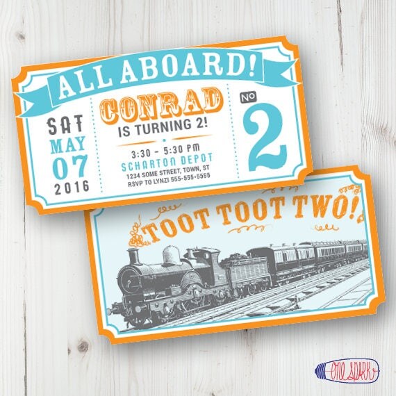 Train Birthday Invitation Train Ticket Birthday Invitation