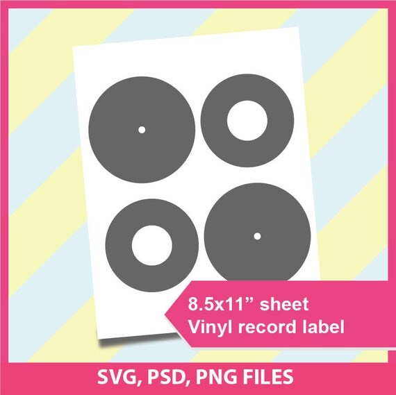 Vinyl record label template PSD PNG and SVG Formats
