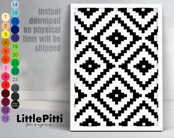 Modern scandinavian wall art, black and white print, affiche scandinave, scandinavian pattern, geometric art, large printable, instant art
