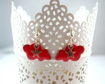 Pink cloud earrings in silver