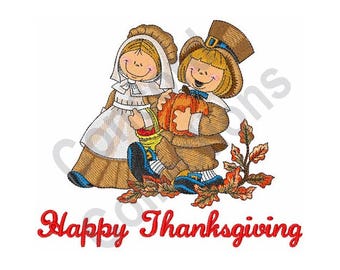 Thanksgiving Pilgrims - Machine Embroidery Design