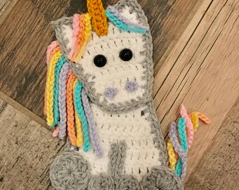 Baby Unicorn Applique Pattern - INSTANT DOWNLOAD PDF - Crochet Pattern - Applique Pattern - Unicorn Pattern - Crocheted Unicorn Pattern