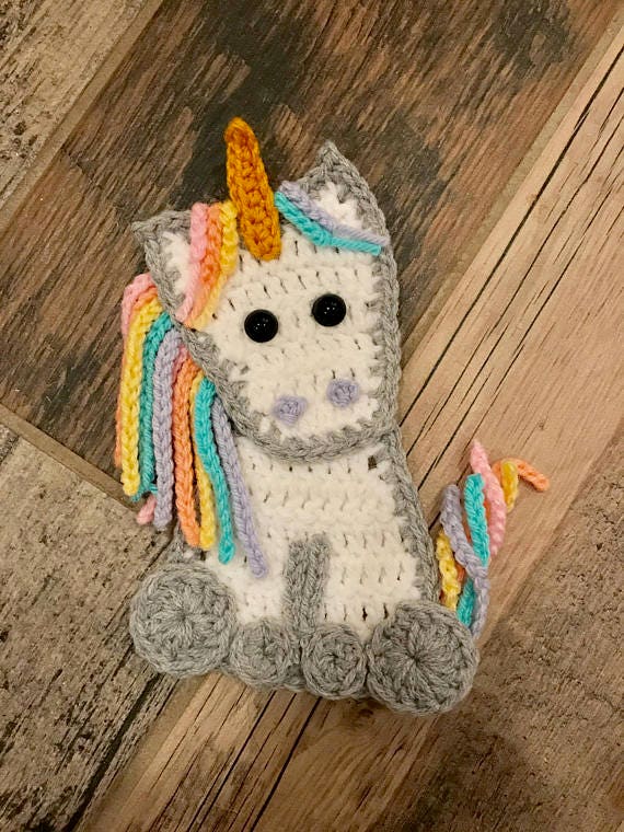 Download Baby Unicorn Applique Pattern INSTANT DOWNLOAD PDF Crochet