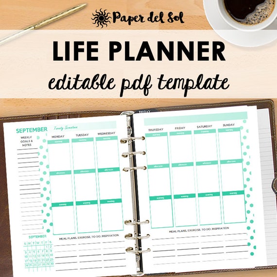 weekly planner editable