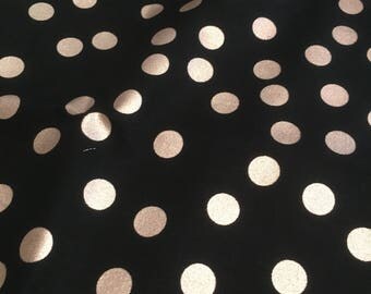 RILEY BLAKE Rose gold spot cotton Yes Please by Jen Allyson for My minds eye rose gold spot cotton in black