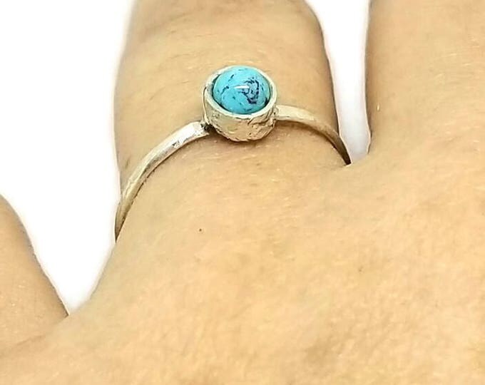 Dainty Sterling Silver Turquoise Ring, Turquoise Stacking Ring, December's Birthstone Ring, Unique Birthday Gift, US Size 9.5 Turquoise Ring