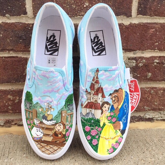 Beauty and the Beast painted Vans