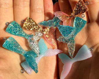 Mermaid tail Charm-Little Mermaid Charms-Glitter Mermaid Charm-Resin Mermaid Charm Pendant-DIY mermaid tail keychain & mermaid tail necklace