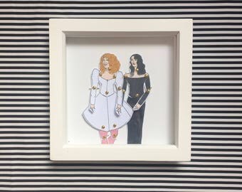 Beaches framed paper dolls! Perfect gift for Bette Midler and Hershey fans. All frames come wrapped ready for gifting. Wall art. Decor. Art