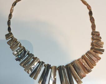 Tan Abalone Necklace 16" Choker
