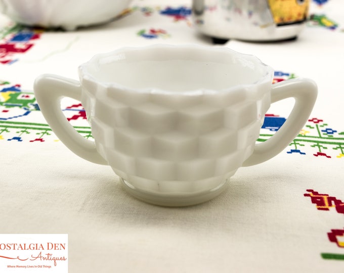 Milk Glass Creamer and Sugar | Vintage Jeanette Glass Cube