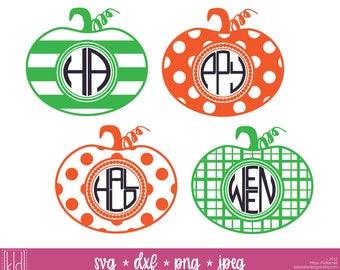 4 Pumpkin Monogram svg - Monogram Frame svg - Halloween Monogram svg - Halloween svg - Thanksgiving svg - Halloween Pumpkin