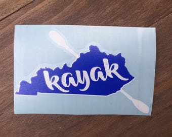Love Kentucky Kayak decal, perfect for yeti cup decal, cooler decal, laptop decal, car decal, tumbler decal, macbook decal