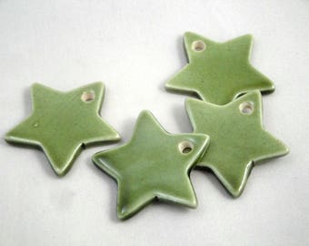 Ceramic hand-made star : khaki, 3 cms