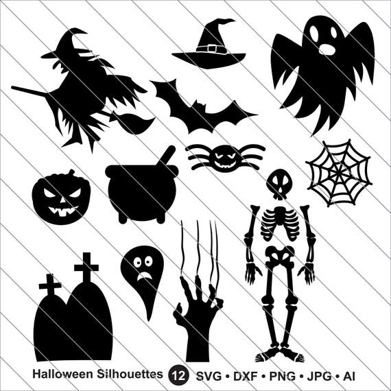 Download Halloween Silhouettes SVG Halloween clipart Snowflakes svg