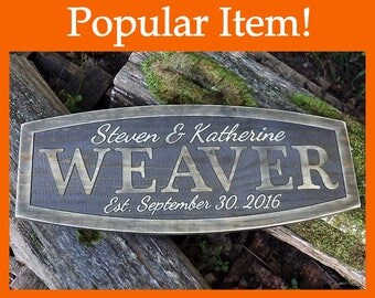 Unique wedding gift for couple, 5th anniversary gift, wedding gift last name establish sign, newlyweds gift, family name signs, custom sign