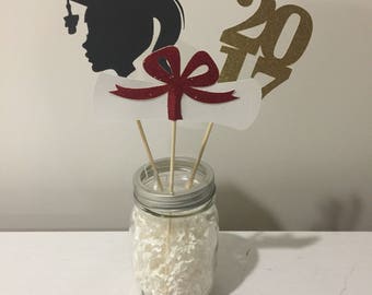 2017 Graduation centerprice . Graduation Centerpiece Sticks 2017 Grad silhouette Diploma Class of '17 Graduation Party Decor 2 ct.