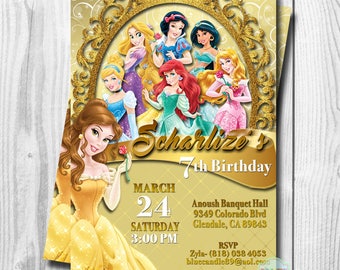 Princess Belle Invitation, Disney Princess Invitations, Princess Belle Birthday Invitation, Princess Invitation, DIGITAL or PRINTED