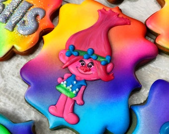 TROLLS cookies/ Trolls party favors/ Trolls Birthday/ Trolls Diamond cookie/ Trolls Branch cookie/ Trolls Poppy cookie/ Trolls party