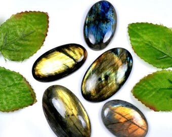 50 % ON SALE Natural Labradorite 5 piece lot loose semi precious gemstone cabochon size 39x52 mm approx ,wholesale gemstone,407 Cts, Wholesa