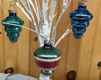 3 Funky Vintage Shiny Brite Christmas Ornaments