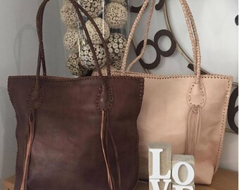 WILDERNESS Leather Handbag / leather tote bag / leather bags women/ leather tote / bohemian tote / handmade / Vintage