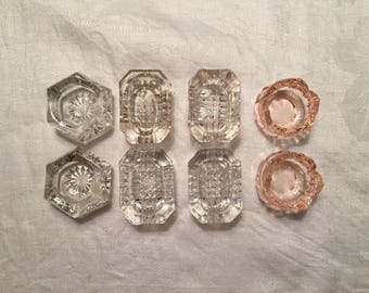 Lot of Vintage Glass Salt Cellars - Salt Dips - Cut or Pressed Glass Salt Cellars