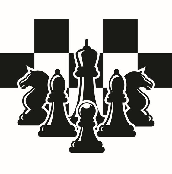 Chess Logo 2 Chessboard Pieces Setup Board Game Strategy