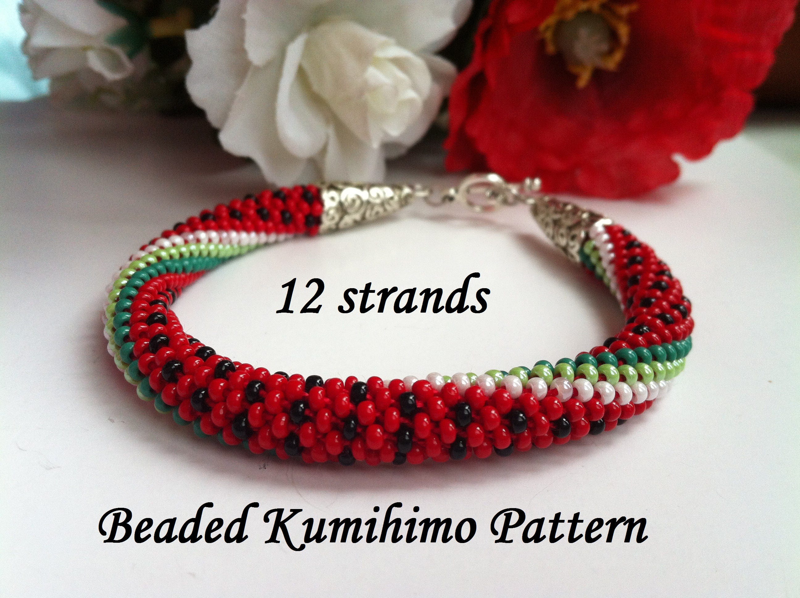 12 strands beaded kumihimo pattern tutorial juicy watermelon