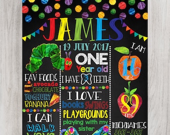 The Very Hungry Caterpillar Milestone Chalkboard, The Very Hungry Caterpillar Birthday