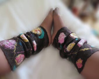 Leg warmers, leggings, merino wool felted, very warm, thick.