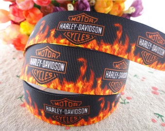 Motorcycle Grosgrain 1" Printed Ribbon, Motorcycle Ribbon