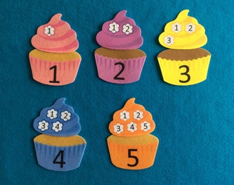 Montessoriquiet book Felt stories cupcakes//Felt board stories math//matching numbers game//educational toy//travel flannel stories cupcake