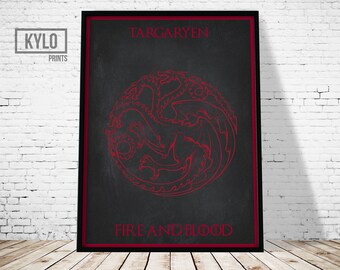Game of Thrones Print, House Targaryen, Movie Poster, Instant Download, Game of Thrones Fan, Winter is Coming, Khaleesi, Wall Art, Movie Art