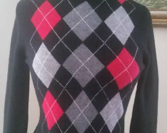 neck cashmere sweater fuchsia 1990s colored