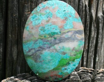 Parrot Wing Chrysocolla Oval 39 x 30 Cabochon (6)