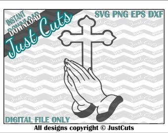 Praying Cross, SVG, cross SVG, praying, prayer, praying hands, religion, cross, hands, easter, jesus, god, holy, church, eps, png, DXF