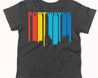 Retro 1970's Style Fort Wayne Indiana Skyline Infant / Toddler T-Shirt